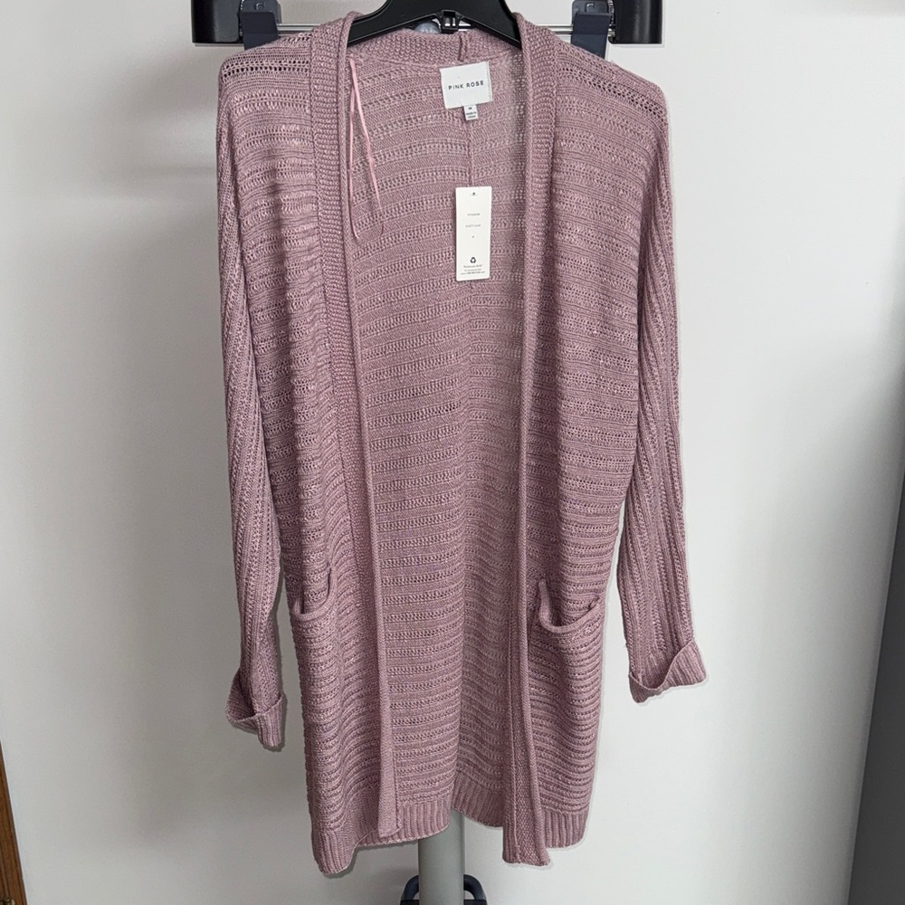 Pink Rose Women's Mauve Cardigan, Size Medium NWT
